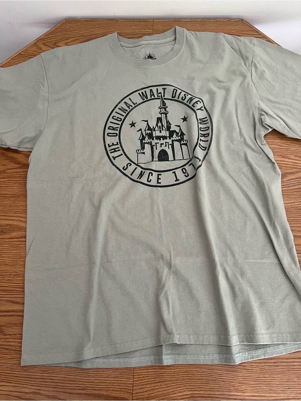 Disney Olive Green Grey Walt Disney World Castle Logo Tee Unisex XL